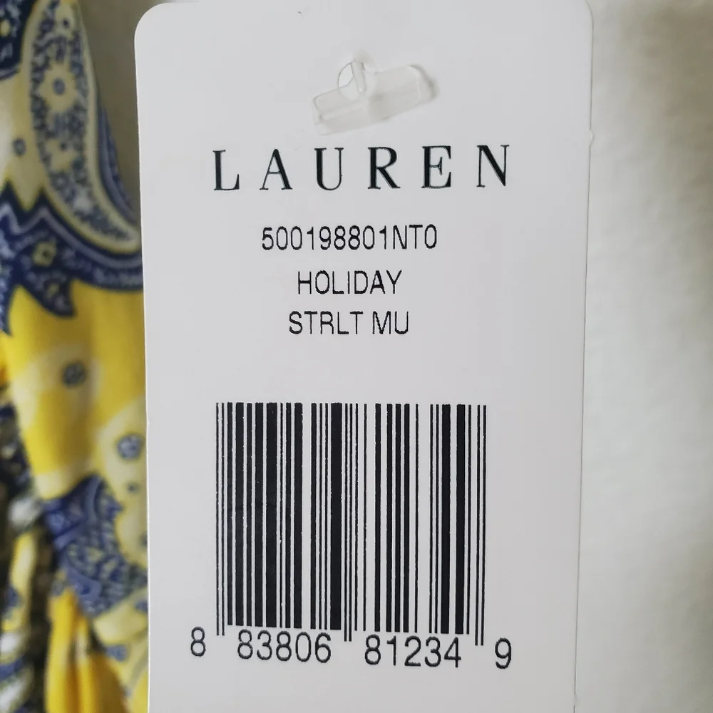 Ralph Lauren‎ NWT Starlight Yellow & Blue Paisley Surplice Dress